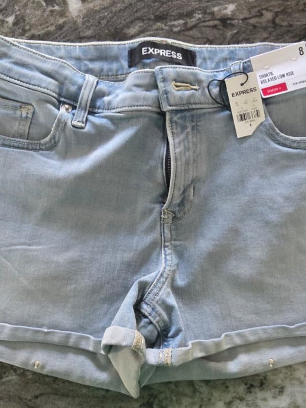 Express Shortie Relaxed Low-Rise Denim Shorts - 8 - NWT